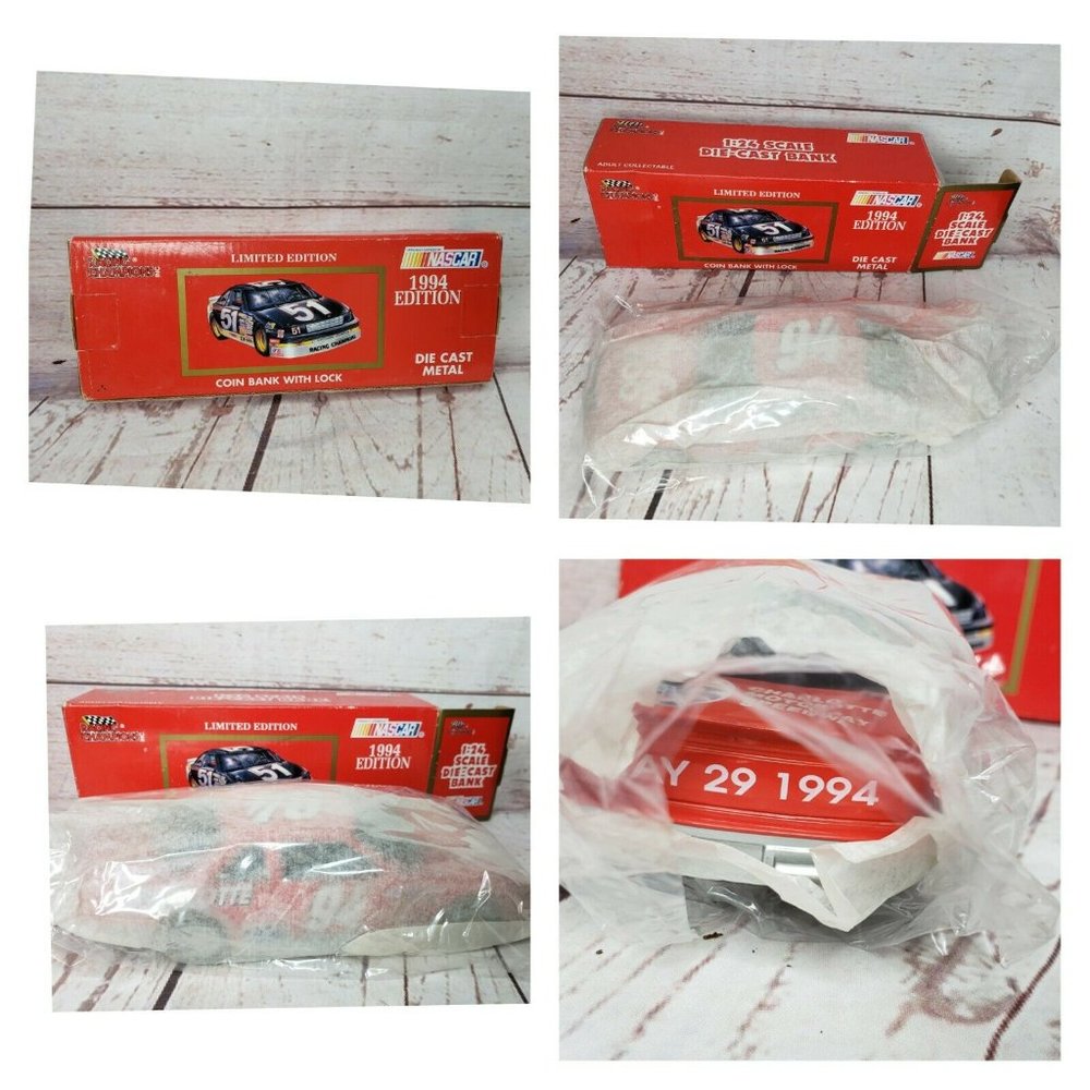 Vintage NASCAR Racing Champions Coin Bank With Key